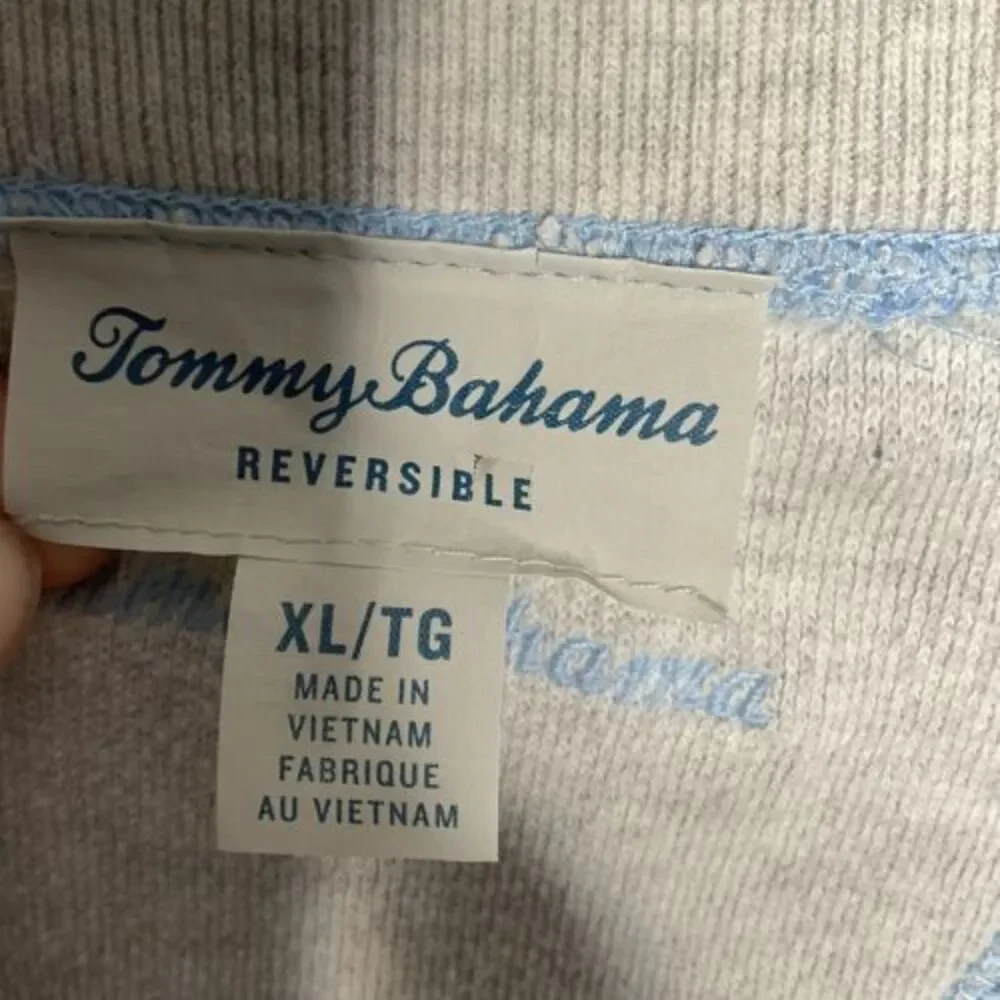 Tommy Bahama Men’s XL Reversible Flipshore Half Zip‎ Sweater Blue Gray Pullover